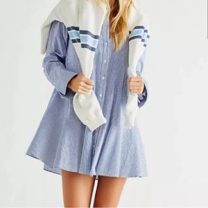 Blue Striped Shirt Dress
